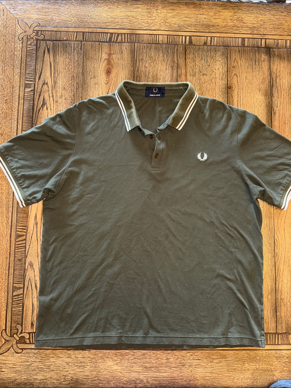 Fred Perry Dark Olive Green Polo with White Twin Tipping